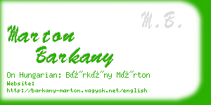 marton barkany business card